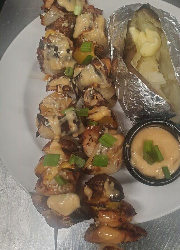 Bang bang chicken skewers 
